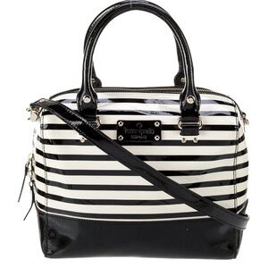 KATE SPADE STRIPED PATENT LEATHER SATCHEL BAG